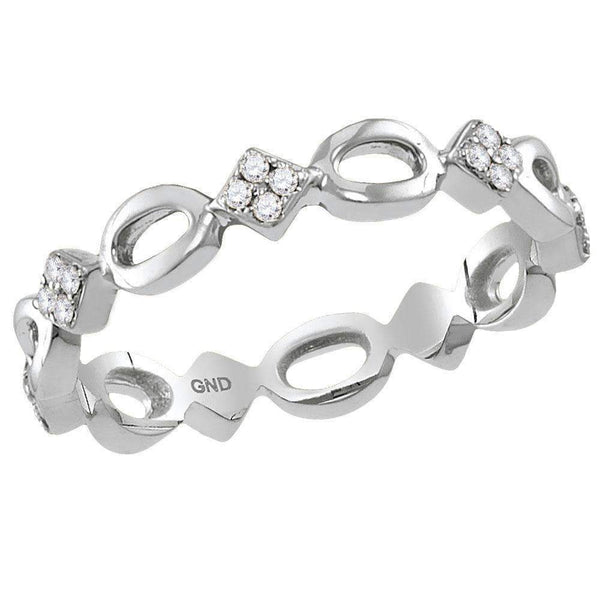 14kt White Gold Women's Round Diamond Stackable Band Ring 1/6 Cttw - FREE Shipping (US/CAN)-Rings And Bands-5-JadeMoghul Inc.