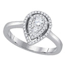 14kt White Gold Women's Round Diamond Teardrop Frame Cluster Ring 3/8 Cttw - FREE Shipping (US/CAN)-Gold & Diamond Cluster Rings-5-JadeMoghul Inc.