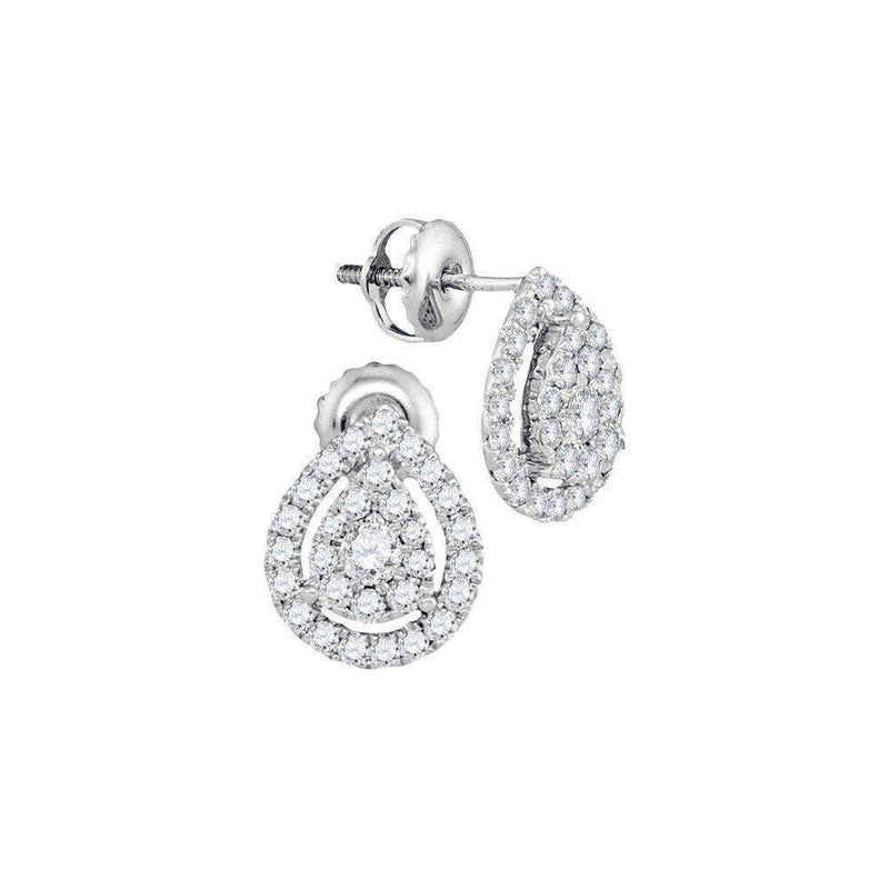 14kt White Gold Women's Round Diamond Teardrop Stud Earrings 3-4 Cttw - FREE Shipping (US/CAN)-Gold & Diamond Earrings-JadeMoghul Inc.