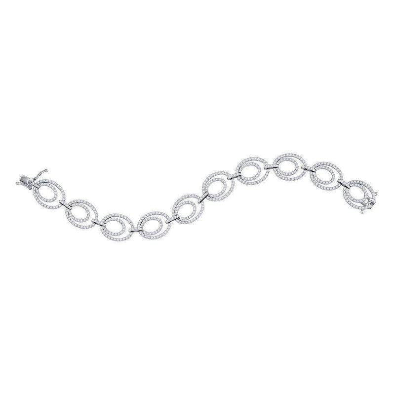 14kt White Gold Women's Round Diamond Tennis Link Oval Bracelet 4-1-20 Cttw - FREE Shipping (US/CAN)-Gold & Diamond Bracelets-JadeMoghul Inc.