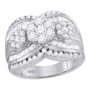 14kt White Gold Women's Round Diamond Triple Flower Cluster Bridal Wedding Engagement Ring 2.00 Cttw - FREE Shipping (US/CAN)-Wedding Jewelry-5-JadeMoghul Inc.