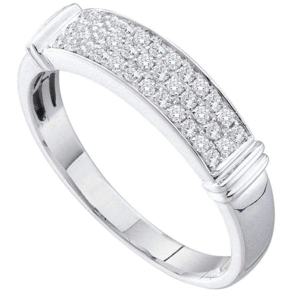 14kt White Gold Women's Round Diamond Triple Row Band Ring 1/4 Cttw - FREE Shipping (US/CAN)-Rings And Bands-5-JadeMoghul Inc.