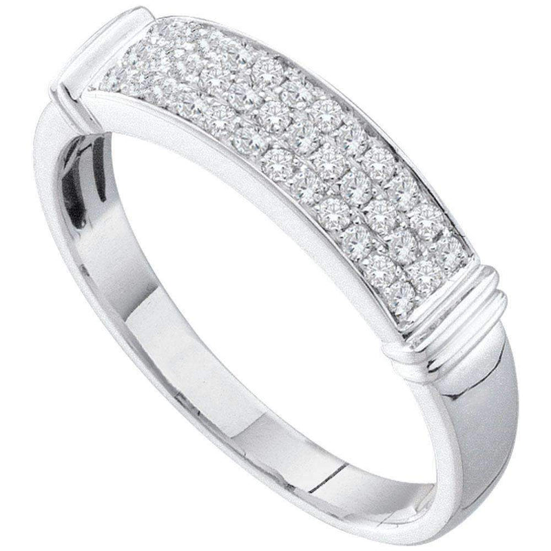 14kt White Gold Women's Round Diamond Triple Row Band Ring 1/4 Cttw - FREE Shipping (US/CAN)-Rings And Bands-5-JadeMoghul Inc.