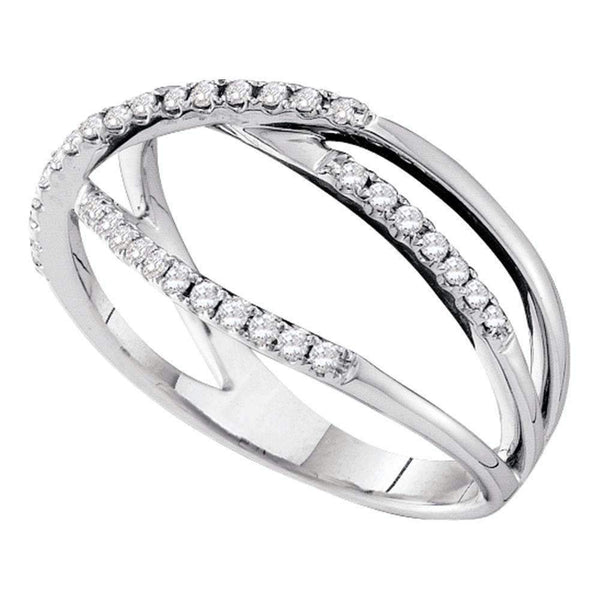 14kt White Gold Women's Round Diamond Triple Strand Openwork Band Ring 1-5 Cttw - FREE Shipping (US/CAN)-Gold & Diamond Bands-JadeMoghul Inc.