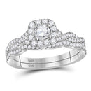14kt White Gold Women's Round Diamond Twist Bridal Wedding Engagement Ring Band Set 5/8 Cttw - FREE Shipping (US/CAN)-Gold & Diamond Wedding Ring Sets-9-JadeMoghul Inc.