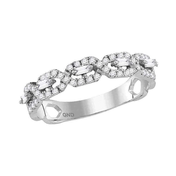 14kt White Gold Women's Round Diamond Twist Stackable Band Ring 1-3 Cttw - FREE Shipping (US/CAN)-Gold & Diamond Rings-JadeMoghul Inc.