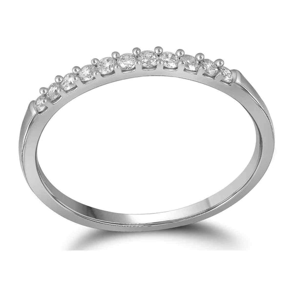 14kt White Gold Women's Round Diamond Wedding Anniversary Band Ring 1/6 Cttw - FREE Shipping (US/CAN)-Gold & Diamond Wedding Jewelry-5-JadeMoghul Inc.