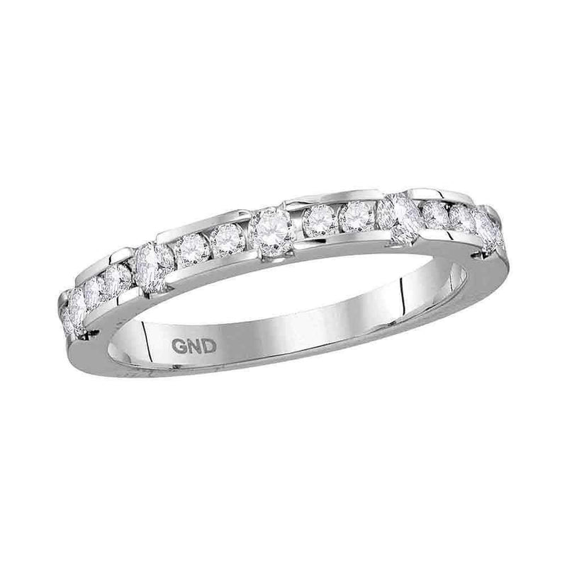 14kt White Gold Women's Round Diamond Wedding Band Ring 1/2 Cttw - FREE Shipping (US/CAN)-Gold & Diamond Wedding Jewelry-5.5-JadeMoghul Inc.