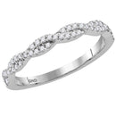 14kt White Gold Women's Round Diamond Woven Twist Stackable Band Ring 1-4 Cttw - FREE Shipping (US/CAN)-Gold & Diamond Rings-JadeMoghul Inc.