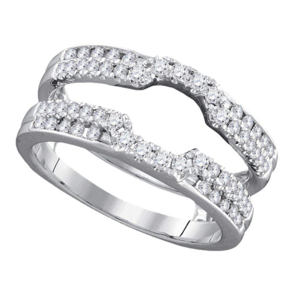 14kt White Gold Women's Round Diamond Wrap Ring Guard Enhancer Wedding Band 1-2 Cttw - FREE Shipping (US/CAN)-Gold & Diamond Wedding Jewelry-JadeMoghul Inc.