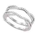 14kt White Gold Women's Round Diamond Wrap Ring Guard Enhancer Wedding Band 1/3 Cttw - FREE Shipping (US/CAN)-Gold & Diamond Wedding Jewelry-5-JadeMoghul Inc.