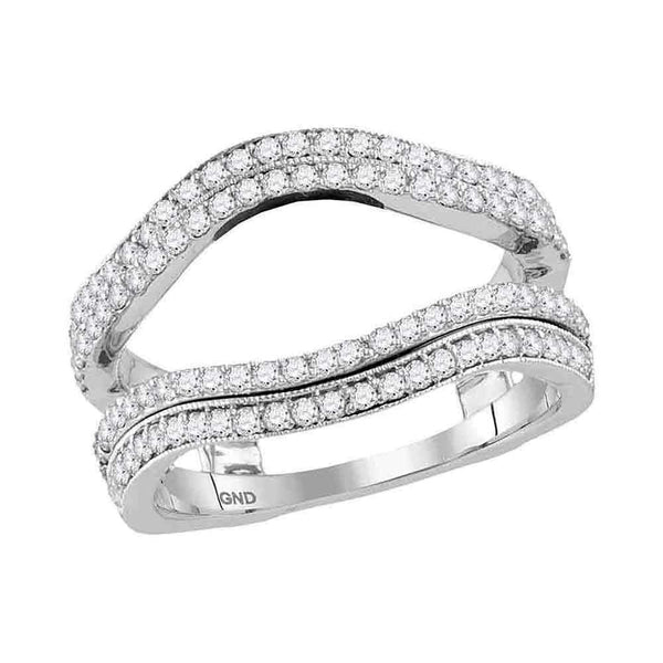 14kt White Gold Women's Round Diamond Wrap Ring Guard Enhancer Wedding Band 3/4 Cttw - FREE Shipping (US/CAN)-Gold & Diamond Wedding Jewelry-5-JadeMoghul Inc.