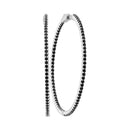 14kt White Gold Women's Round Natural Black Sapphire Slender Hoop Earrings 3-3-4 Cttw - FREE Shipping (USA/CAN)-Gold & Diamond Earrings-JadeMoghul Inc.