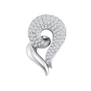 14kt White Gold Women's Round Pave-set Diamond Curled Heart Pendant 3-4 Cttw - FREE Shipping (US/CAN)-Gold & Diamond Pendants & Necklaces-JadeMoghul Inc.