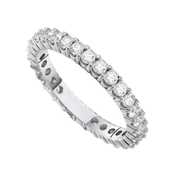 14kt White Gold Women's Round Pave-set Diamond Eternity Wedding Anniversary Band 1-2 Cttw - FREE Shipping (US/CAN)-Gold & Diamond Wedding Jewelry-JadeMoghul Inc.