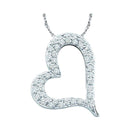 14kt White Gold Women's Round Pave-set Diamond Heart Outline Pendant 1-3 Cttw - FREE Shipping (US/CAN)-Gold & Diamond Pendants & Necklaces-JadeMoghul Inc.