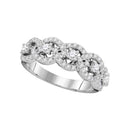 14kt White Gold Women's Round Pave-set Diamond Linked Circle Band 1.00 Cttw - FREE Shipping (US/CAN)-Gold & Diamond Bands-JadeMoghul Inc.