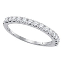 14kt White Gold Women's Round Pave-set Diamond Single Row Wedding Band 1-2 Cttw - FREE Shipping (US/CAN)-Gold & Diamond Wedding Jewelry-JadeMoghul Inc.