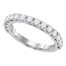 14kt White Gold Women's Round Pave-set Diamond Single Row Wedding Band 1.00 Cttw - FREE Shipping (US/CAN)-Gold & Diamond Wedding Jewelry-JadeMoghul Inc.