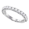 14kt White Gold Women's Round Pave-set Diamond Single Row Wedding Band 1.00 Cttw - FREE Shipping (US/CAN)-Gold & Diamond Wedding Jewelry-JadeMoghul Inc.