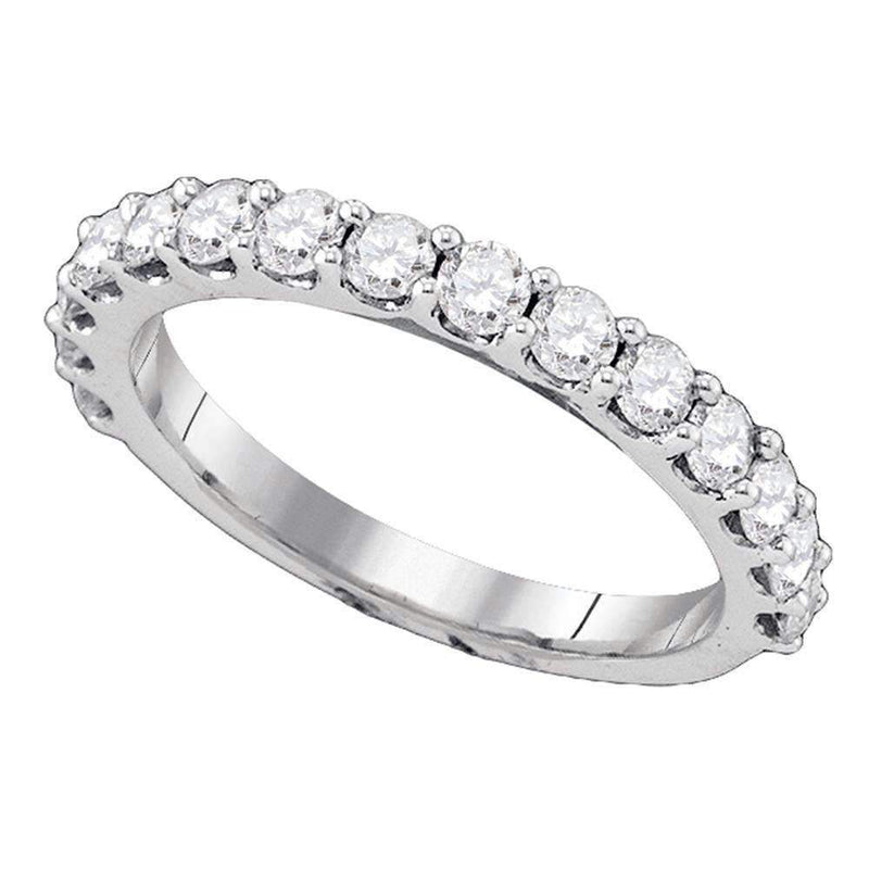 14kt White Gold Women's Round Pave-set Diamond Single Row Wedding Band 1.00 Cttw - FREE Shipping (US/CAN)-Gold & Diamond Wedding Jewelry-JadeMoghul Inc.