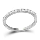 14kt White Gold Women's Round Pave-set Diamond Single Row Wedding Band 1/4 Cttw - FREE Shipping (US/CAN)-Gold & Diamond Wedding Jewelry-5-JadeMoghul Inc.