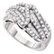14kt White Gold Women's Round Pave-set Diamond Striped Fashion Band Ring 1.00 Cttw - FREE Shipping (US/CAN)-Gold & Diamond Bands-5-JadeMoghul Inc.