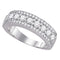 14kt White Gold Women's Round Pave-set Diamond Symmetrical Parallel Band 1 Cttw - FREE Shipping (US/CAN)-Gold & Diamond Bands-JadeMoghul Inc.
