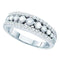 14kt White Gold Women's Round Pave-set Diamond Triple Row Band Ring 3/4 Cttw - FREE Shipping (US/CAN)-Gold & Diamond Bands-5-JadeMoghul Inc.