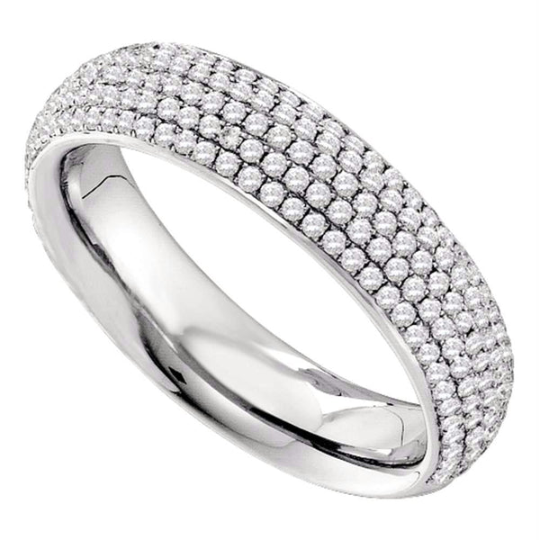 14kt White Gold Womens Round Pave-set Diamond Wedding Band 3-4 Cttw-Gold & Diamond Wedding Jewelry-JadeMoghul Inc.