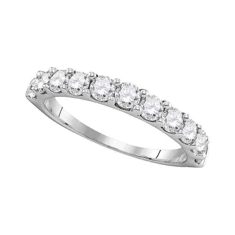 14kt White Gold Women's Round Pave-set Diamond Wedding Band Ring 1.00 Cttw - FREE Shipping (US/CAN)-Gold & Diamond Wedding Jewelry-5-JadeMoghul Inc.