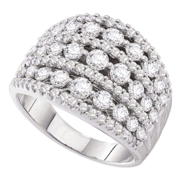 14kt White Gold Women's Round Pave-set Diamond Wide Fashion Band Ring 3.00 Cttw - FREE Shipping (US/CAN)-Gold & Diamond Bands-5-JadeMoghul Inc.