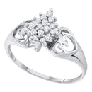 14kt White Gold Women's Round Prong-set Diamond Cluster Heart Mom Ring 1/6 Cttw - FREE Shipping (US/CAN)-Rings And Bands-5-JadeMoghul Inc.