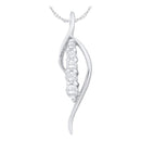 14kt White Gold Women's Round Prong-set Diamond Journey Drop Pendant 1-5 Cttw - FREE Shipping (US/CAN)-Gold & Diamond Pendants & Necklaces-JadeMoghul Inc.