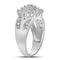 14kt White Gold Women's Round Prong-set Diamond Oval Cluster Ring 1/2 Cttw - FREE Shipping (US/CAN)-Rings And Bands-5.5-JadeMoghul Inc.