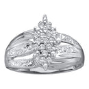 14kt White Gold Women's Round Prong-set Diamond Oval Cluster Ring 1/5 Cttw - FREE Shipping (US/CAN)-Rings And Bands-5-JadeMoghul Inc.