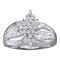 14kt White Gold Women's Round Prong-set Diamond Oval Cluster Ring 1/5 Cttw - FREE Shipping (US/CAN)-Rings And Bands-5-JadeMoghul Inc.
