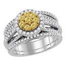 14kt White Gold Women's Round Yellow Diamond Bridal Wedding Engagement Ring Band Set 1.00 Cttw - FREE Shipping (US/CAN)-Gold & Diamond Wedding Ring Sets-5-JadeMoghul Inc.