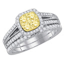 14kt White Gold Women's Round Yellow Diamond Bridal Wedding Engagement Ring Band Set 1.00 Cttw - FREE Shipping (US/CAN)-Gold & Diamond Wedding Ring Sets-5-JadeMoghul Inc.