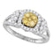 14kt White Gold Women's Round Yellow Diamond Cluster Bridal Wedding Engagement Ring 1-1-5 Cttw - FREE Shipping (US/CAN)-Gold & Diamond Engagement & Anniversary Rings-JadeMoghul Inc.