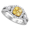 14kt White Gold Women's Round Yellow Diamond Cluster Bridal Wedding Engagement Ring 1-1-8 Cttw - FREE Shipping (USA/CAN)-Gold & Diamond Engagement & Anniversary Rings-JadeMoghul Inc.