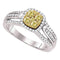 14kt White Gold Women's Round Yellow Diamond Cluster Bridal Wedding Engagement Ring 3/4 Cttw - FREE Shipping (US/CAN)-Gold & Diamond Engagement & Anniversary Rings-5-JadeMoghul Inc.