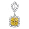 14kt White Gold Women's Round Yellow Diamond Square Cluster Pendant 7-8 Cttw - FREE Shipping (US/CAN)-Gold & Diamond Pendants & Necklaces-JadeMoghul Inc.