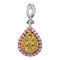 14kt White Gold Women's Round Yellow Pink Diamond Teardrop Cluster Pendant 1-2 Cttw - FREE Shipping (US/CAN)-Gold & Diamond Pendants & Necklaces-JadeMoghul Inc.