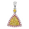 14kt White Gold Women's Round Yellow Pink Diamond Triangle Frame Cluster Pendant 5-8 Cttw - FREE Shipping (US/CAN)-Gold & Diamond Pendants & Necklaces-JadeMoghul Inc.