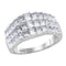 14kt White Gold Women's Staggered Princess Diamond Arched Fashion Band Ring 2.00 Cttw - FREE Shipping (US/CAN)-Gold & Diamond Fashion Rings-JadeMoghul Inc.