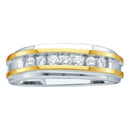 14kt White Two-tone Gold Men's Round Channel-set Diamond Wedding Band 1/4 Cttw - FREE Shipping (US/CAN)-Gold & Diamond Wedding Jewelry-8-JadeMoghul Inc.