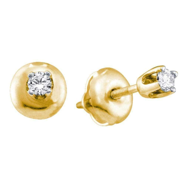 14kt Yellow Gold Girls Infant Round Diamond Solitaire Stud Earrings 1-12 Cttw - FREE Shipping (US/CAN)-Gold & Diamond Earrings-JadeMoghul Inc.