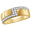 14kt Yellow Gold His & Hers Round Diamond Cluster Matching Bridal Wedding Ring Band Set 1-1/2 Cttw - FREE Shipping (US/CAN)-Gold & Diamond Trio Sets-5-JadeMoghul Inc.