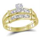 14kt Yellow Gold His & Hers Round Diamond Solitaire Matching Bridal Wedding Ring Band Set 1/10 Cttw - FREE Shipping (US/CAN)-Gold & Diamond Trio Sets-7.5-JadeMoghul Inc.